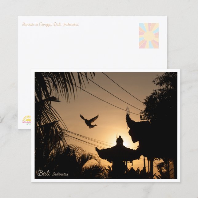 Postal Canggu Bali Sunrise Temple – Travel Postcard (Anverso / Reverso)