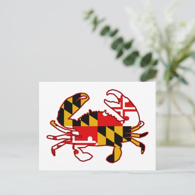 Postal Cangrejo con bandera de Maryland (Anverso de pie)