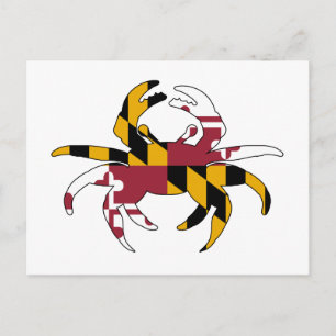 Postal Cangrejo con bandera de Maryland