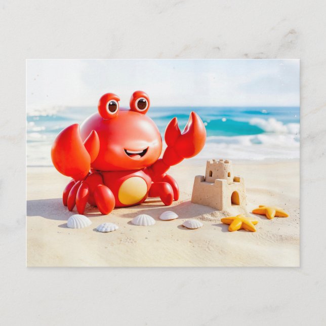 Postal Cangrejo Cute 3D Cáncer Zodiaco (Anverso)