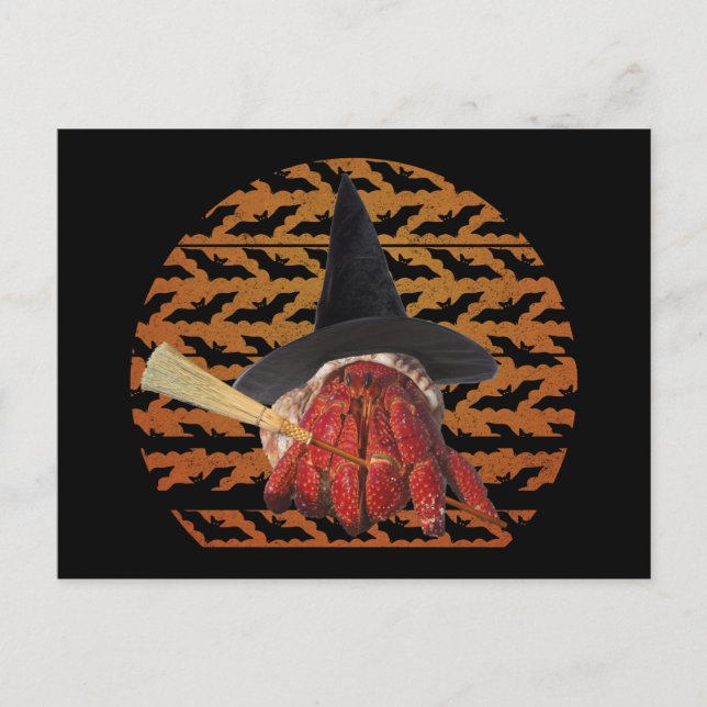 Postal Cangrejo de bruja Funny Halloween Hermit Crab Love (Anverso)
