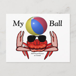 Postal Cangrejo de playa, mi pelota, mujer guerrera en Tw