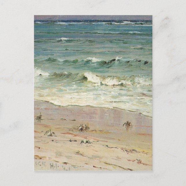 Postal Cangrejos en la playa por D. Howard Hitchcock (Anverso)
