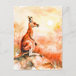 Postal Canguro acuático al atardecer