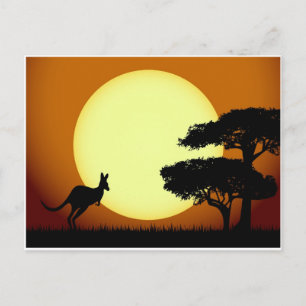 Postal Canguro al atardecer