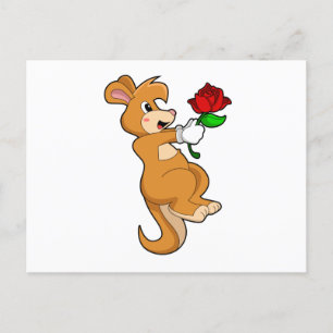 Postal Canguro con flor