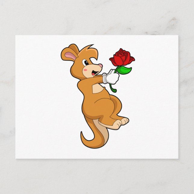 Postal Canguro con flor (Anverso)