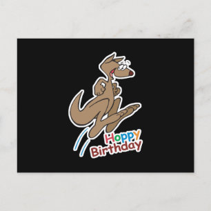 Postal canguro de cumpleaños feliz