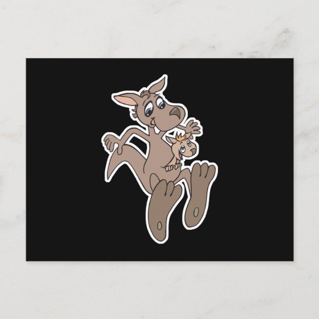 Postal canguro feliz y joey (Anverso)