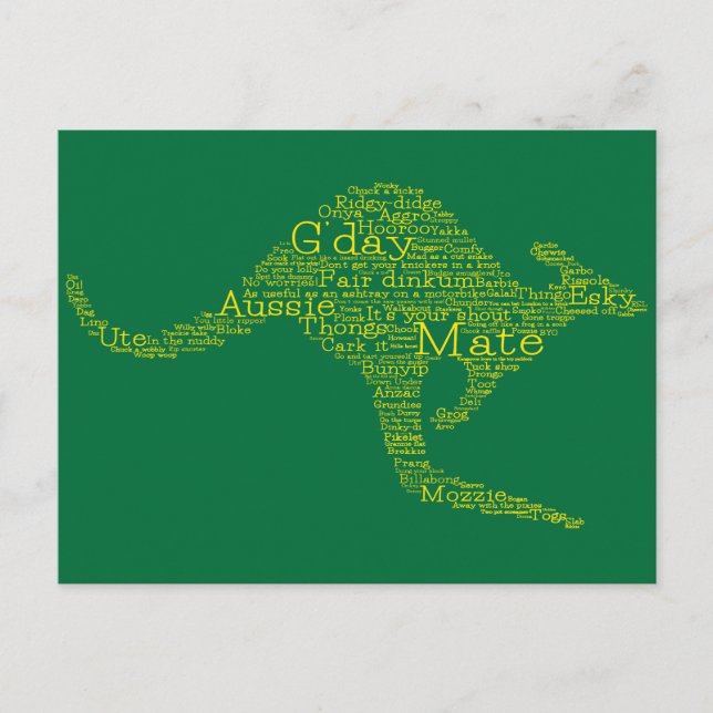 Postal Canguro hecho de jerga australiana (Anverso)