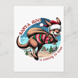 Postal Canguro lindo deseando Merry Xmas Funny Santa