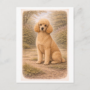 Postal Caniche de estilo vintage
