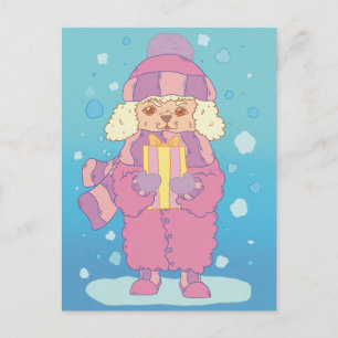 Postal Caniche de Navidad