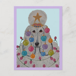 Postal Caniche Decorado para Navidad