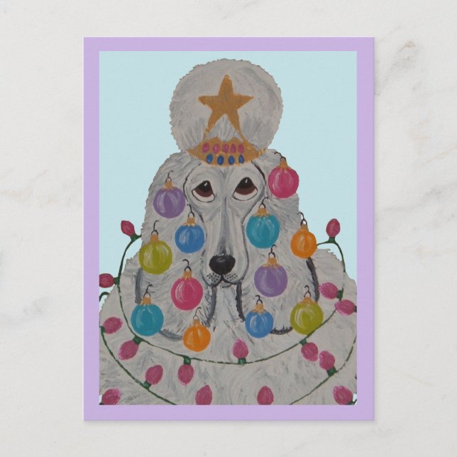 Postal Caniche Decorado para Navidad (Anverso)