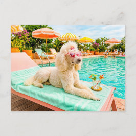 Postal Caniche en tumbona