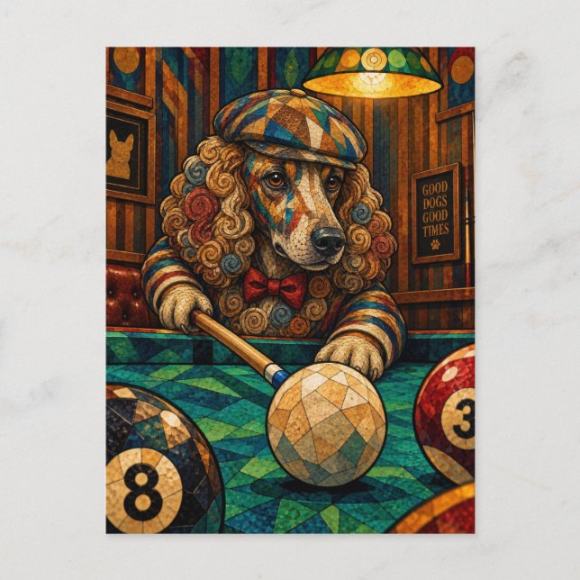 Postal Caniche, mosaico geométrico (Anverso)