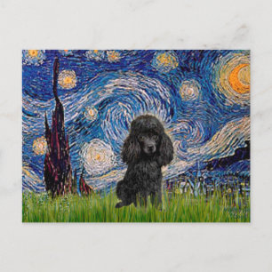 Postal Caniche (negro 1) - Noche estrellada