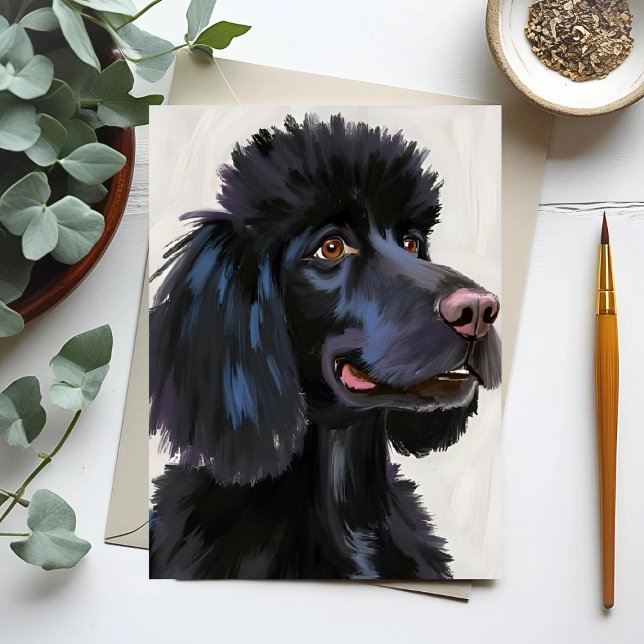 Postal Caniche Negro | Mascota Acuarela Perro (Subido por el creador)