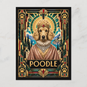 Postal Caniche, perro Art Deco