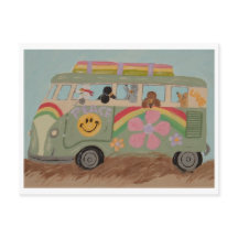 Caniches en Furgoneta Hippie