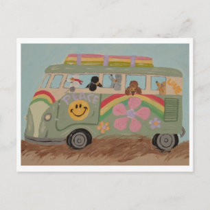 Postal Caniches en Furgoneta Hippie