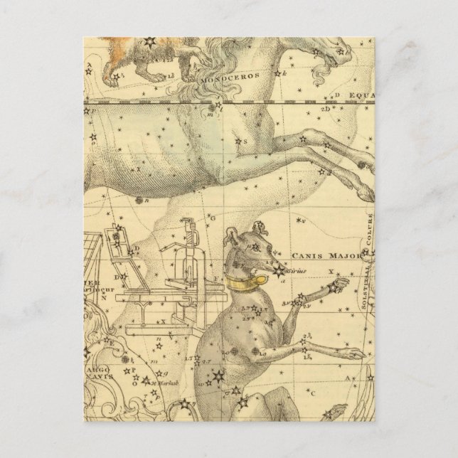 Postal Canis Major, Canis Menor, Monoceros, Argo Navis (Anverso)