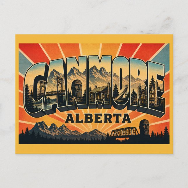 Postal Canmore Alberta Pueblo de Montaña (Anverso)
