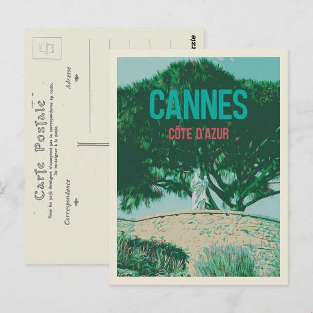 Postal Cannes Cote d'Azur France, vistas al Suquet (Anverso / Reverso)