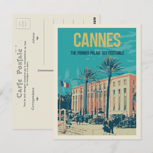 Postal Cannes Cote d'Azur Francia, Palais des Festivals (Anverso / Reverso)