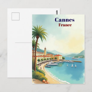 Postal Cannes Francia Antiguo Lugar de Viaje Famoso
