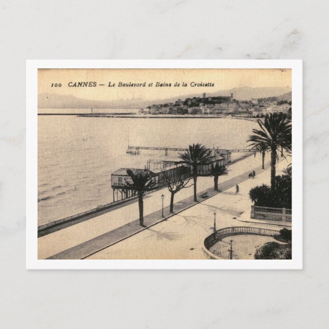 Postal Cannes, Francia, Le Boulevard Vintage Style (Anverso)
