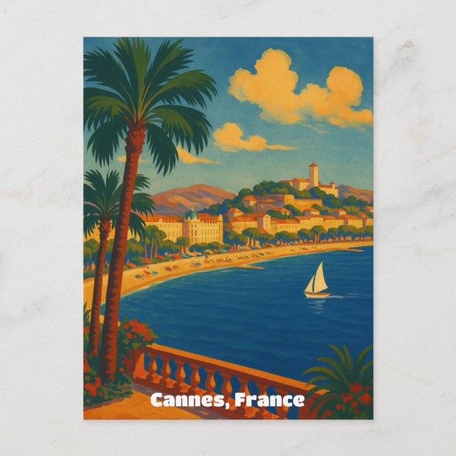 Postal Cannes Francia Riviera Francesa Vintage (Anverso)