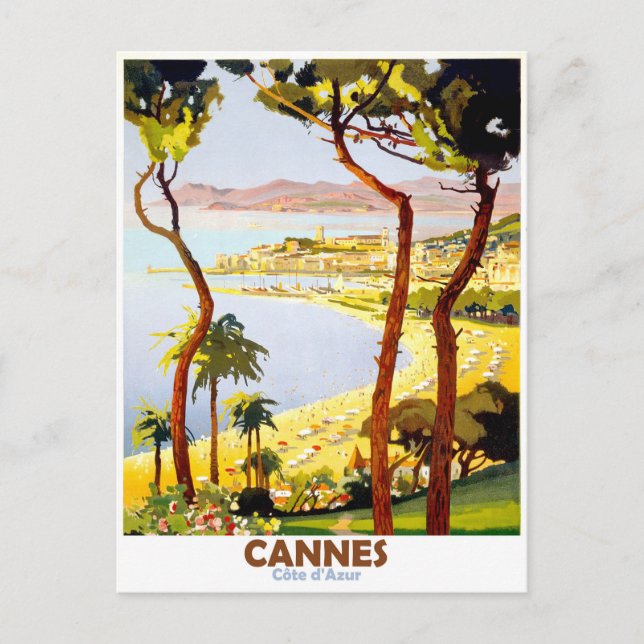 Postal Cannes, Riviera Francesa, Francia. Viaje de cosech (Anverso)