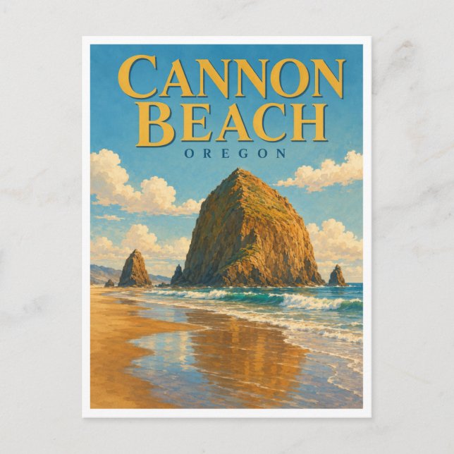 Postal Cannon Beach Oregon Haystack Rock GeoSaga (Anverso)