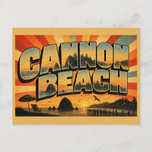 Postal Cannon Beach Oregon Pila de Mar Bosque Arte