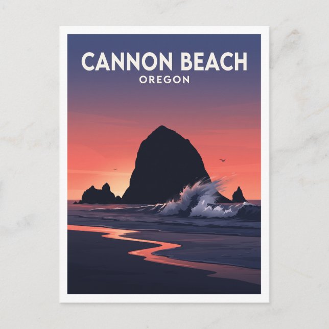 Postal Cannon Beach y Haystack Rock Oregon Viajes (Anverso)