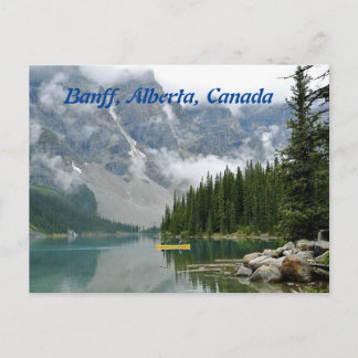 Postal Canoa amarilla, Banff, Alberta, Canadá