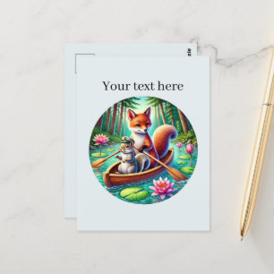 Postal Canoa de animales mixtos de personalizable puro