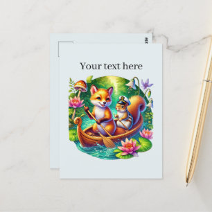 Postal Canoa de animales mixtos de personalizable puro