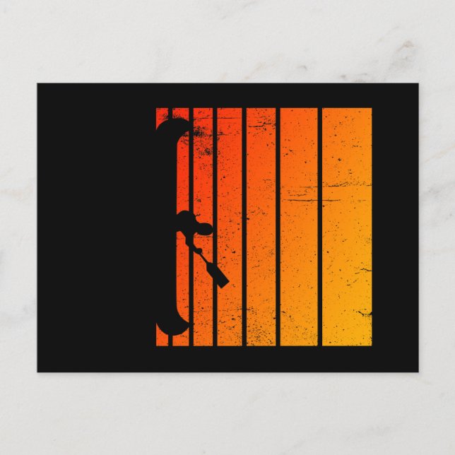 Postal Canoa de atardecer retro (Anverso)