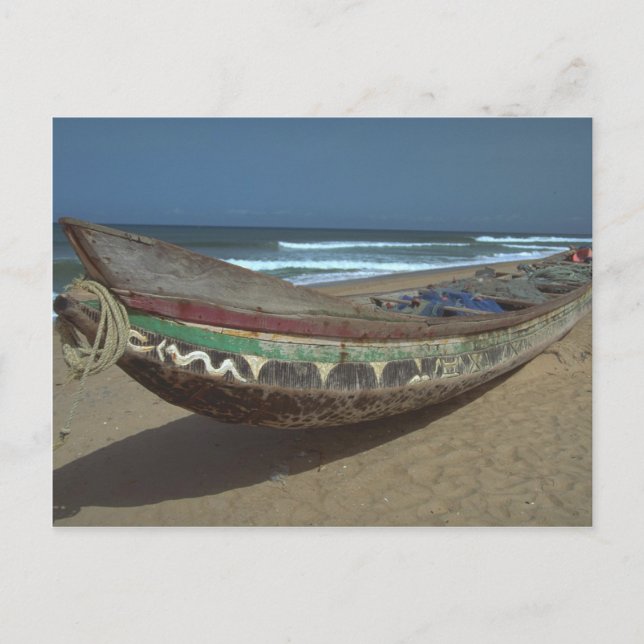 Postal Canoa de pesca en la playa de Keta, Ghana (Anverso)