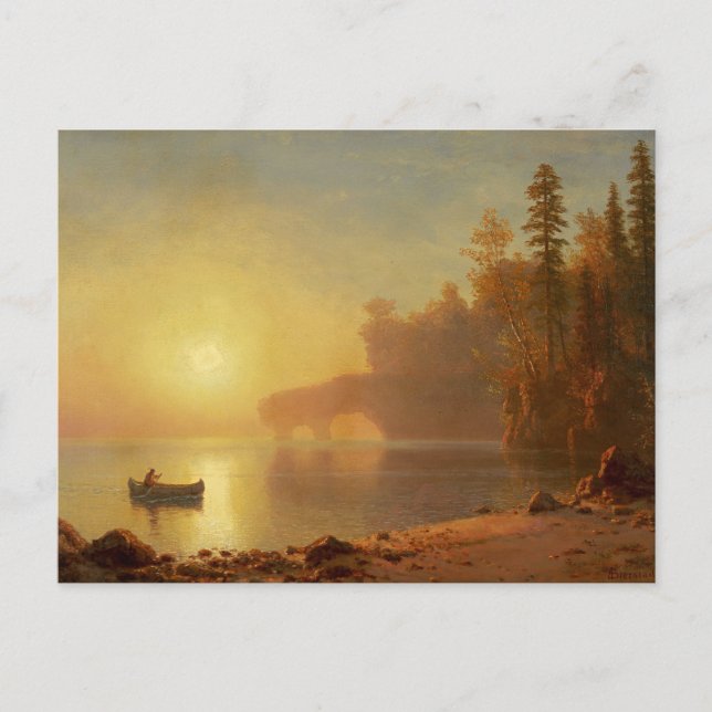 Postal Canoa india por Albert Bierstadt (Anverso)