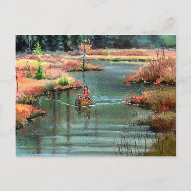 Postal CANOA TRANQUILA de SHARON SHARPE (Anverso)