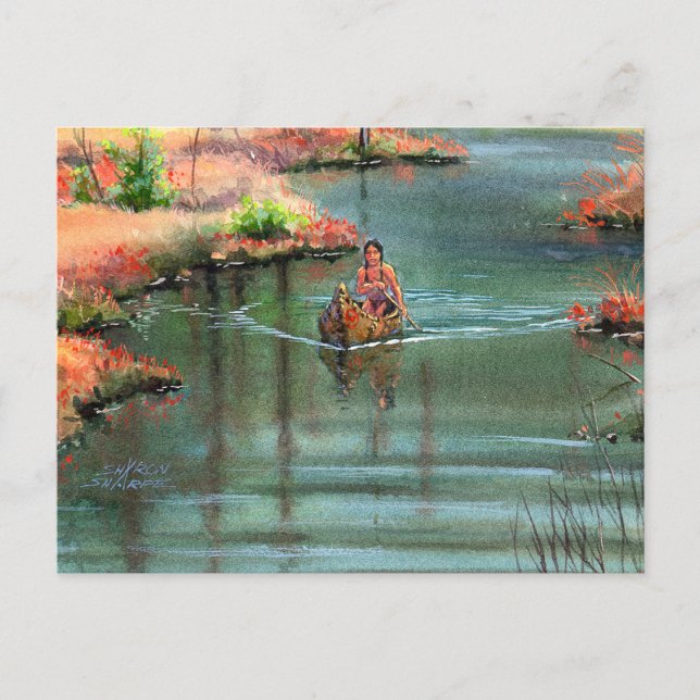 Postal CANOA TRANQUILA de SHARON SHARPE (Anverso)