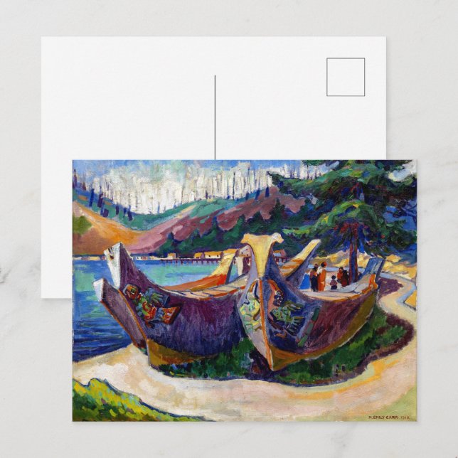 Postal Canoas de guerra | Emily Carr | (Anverso / Reverso)