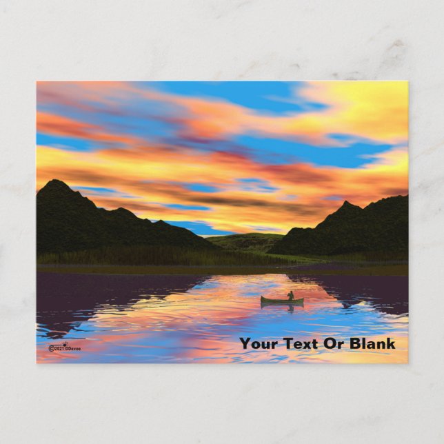 Postal Canoas En El Lago Sunset (Anverso)