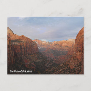 Postal Cañón con vistas al Parque Nacional de Zion, Utah