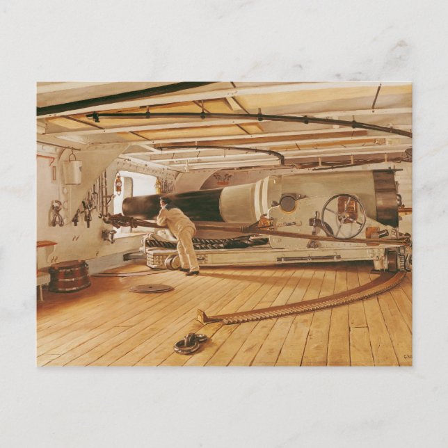 Postal Cañón de 27 libras en un acorazado (Anverso)