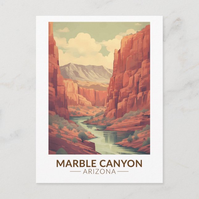 Postal Cañón de Mármol Arizona Viajes Arte Vintage (Anverso)